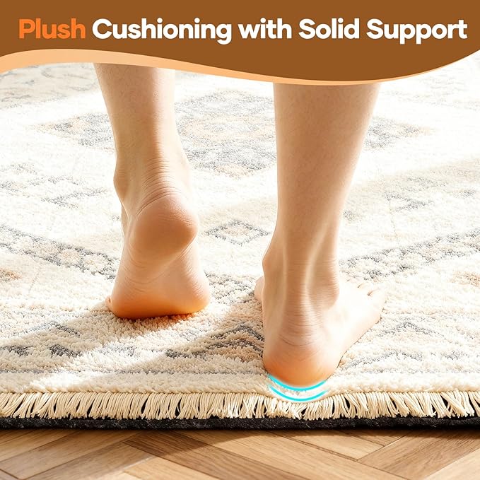 Veken 8 Ft Round Non Slip Cushioned Rug Pad Gripper, Felt and Silicone Backing, 1/4 inch Thick Carpet Liner for Hardwood Floors and Finishes, Under Area Rugs Anti Skid Mat, Keep Rugs Safe and in Place