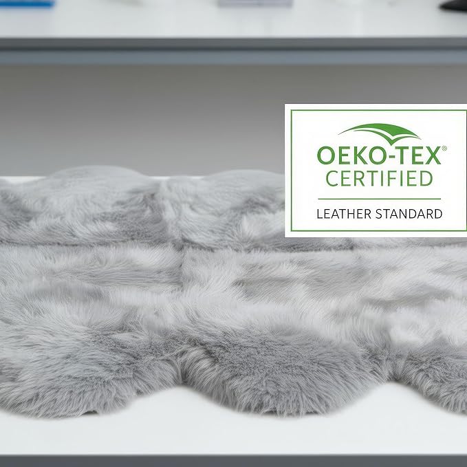 Silver Gray Sheepskin Rug for Bedside - 4x6 Sheep Skin Living Room Rugs - Soft & Fluffy Textured Natural Fur Bedroom Rug
