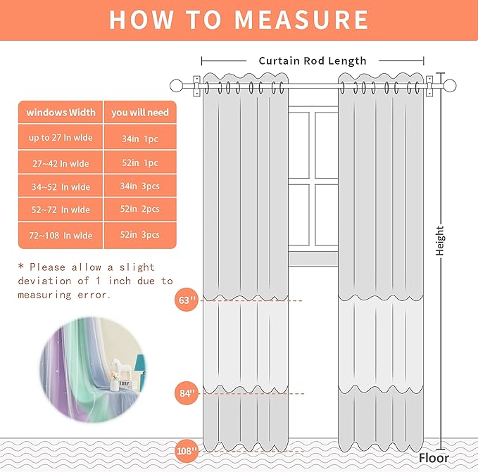 XiDi Purple Curtains for Kids Bedroom, Girls Room Decor Grey Curtain, Green Curtains Room Wall Decoration, 63 inchs Long Blackout Curtain 52 inches Wide 1 Panel