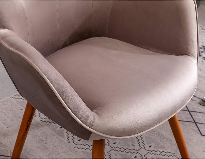 Roundhill Furniture Doarnin Contemporary Silky Velvet Tufted Button Back Accent Chair, Taupe