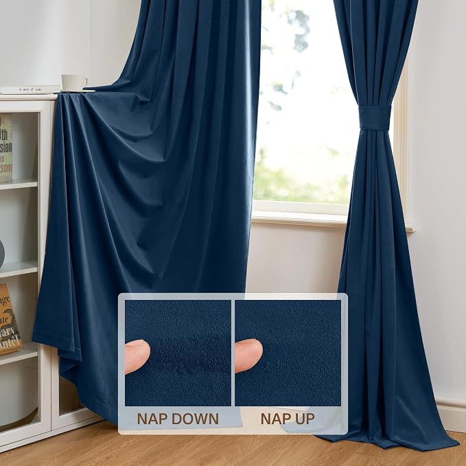 StangH Navy Blue Privacy Curtains for Doorway, W42 x L90 inches, 2 Panels | Thermal Insulated, Noise Reducing, 300GSM Soft Heavy Velvet, Living Room, Bedroom, Dining Room, Bathroom
