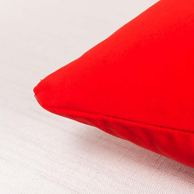 Elegant Comfort Velvet Cushion Covers Pack of 2, Velvet Soft Solid Decorative Square Throw Pillow Covers Set Cushion Case for Sofa Bedroom Car 18 x 18 Inch (45 x 45 cm), Solid Red