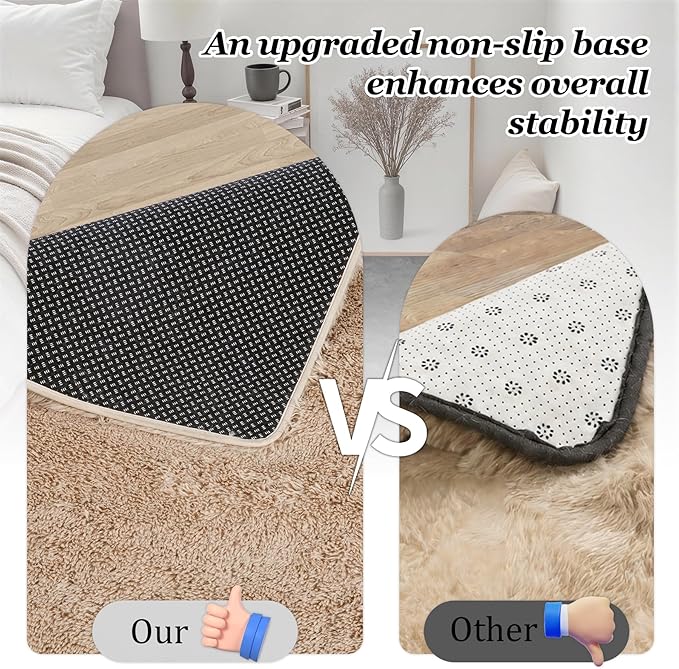 8x10 Area Rugs for Living Room Bedroom: Ultra Soft Fluffy Shag Rug Upgrade Non-Slip Non-Shedding Large Fuzzy Plush Carpet Indoor Floor Carpets for Kids Room Playroom Nursery Dorms Home Decor Beige