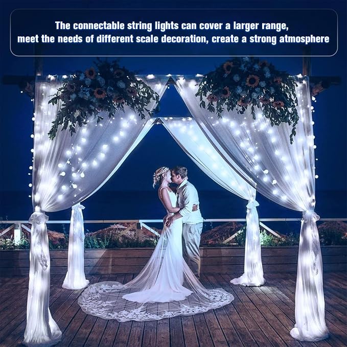 JMEXSUSS Connectable 100 LED Globe White String Lights Indoor for Bedroom | String Lights Plug in with Remote, 33 ft 8 Modes Christmas Fairy Lights Outdoor for Room Mirror Party Holiday Decor