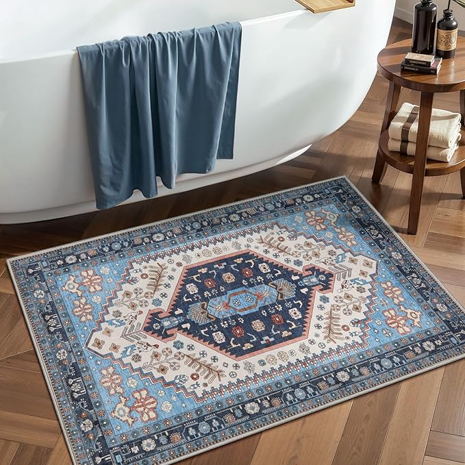 Ciicool Small Area Rug, 2x3ft Boho Rug, Ultra Soft Entry Rugs for Entryway, Non-Slip Washable Oriental Low-Pile Indoor Mat Floor Carpet for Entrance Bedroom Kitchen Bathroom Foyer Decor