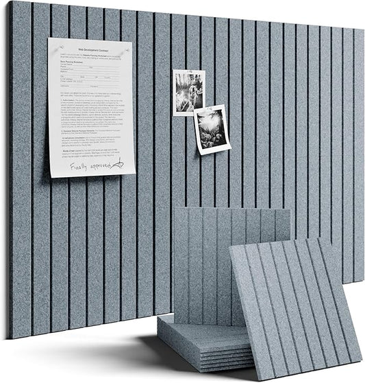 Fluxynara Large Felt Bulletin Board 36"x24" Cork Board Alternative - 6 Pack with 32 Safe Removable Adhesive Tabs, Cork Boards for Walls Cork Board for Home Office Classroom Pin Board-Blue Gray