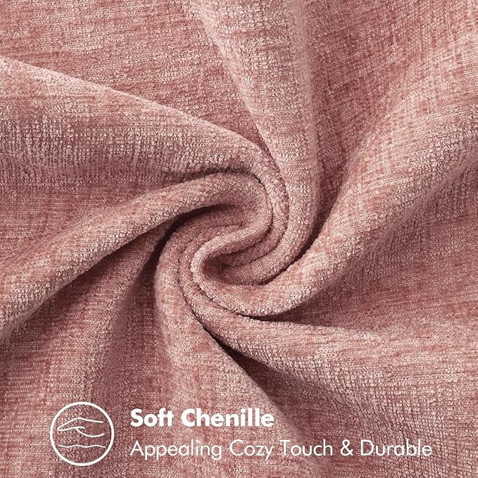 MIULEE Pack of 2 Valentines Couch Throw Pillow Covers 18x18 Inch Blush Pink Farmhouse Decorative Pillow Covers with Stitched Edge Soft Chenille Solid Dyed Pillow Covers for Sofa Bed Living Room