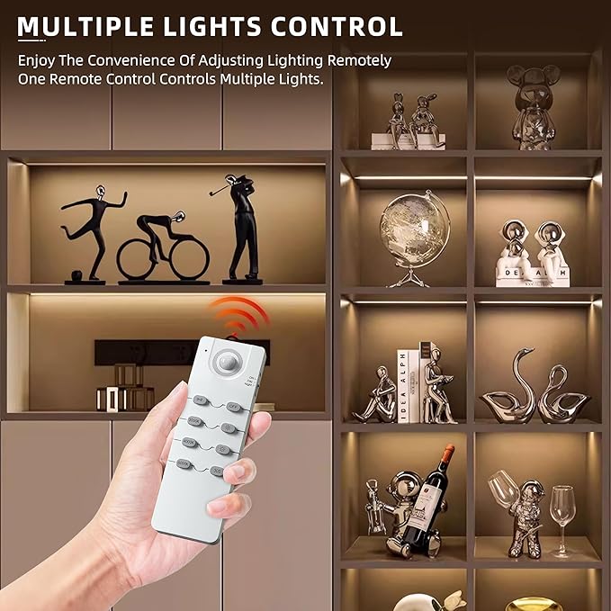 204 LED Under Cabinet Lights Wireless with Full Lighting,Rechargeable Closet Lights with Remote and Motion Sensor Indoor,Under Counter Light with CCT and Dimmable for Kitchen,Stair(5 Pack,23.6inch)