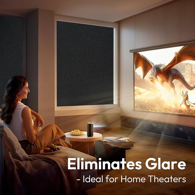rabbitgoo Blackout Window Film 100% Light Blocking, Static Cling No Glue Easy Install, Removable Room Darkening Window Cover for Daytime Sleep, Bedroom, Nursery, Home Theater, 17.5" x 157.4"