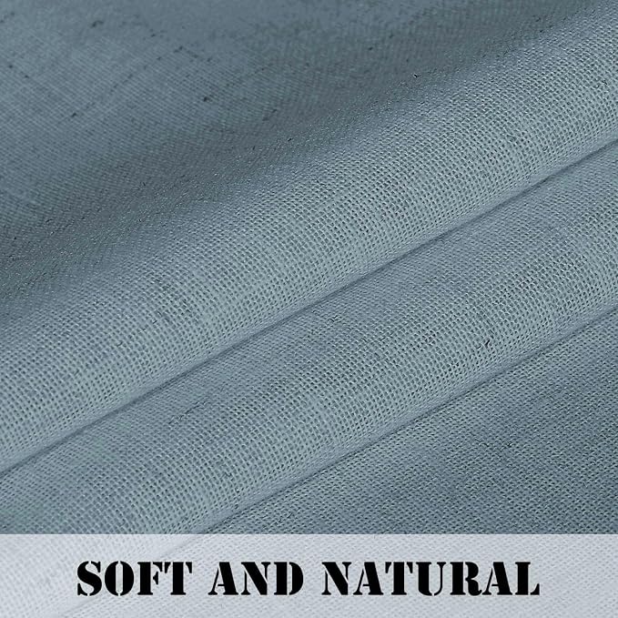 Linen Curtains Elegant Natural Linen Blended Curtains Energy Efficient Light Filtering / Rod Pocket Window Treatments Panels / Drapes for Livingroom (Set of 2, Stone Blue, 52 inch W X 108 inch L)