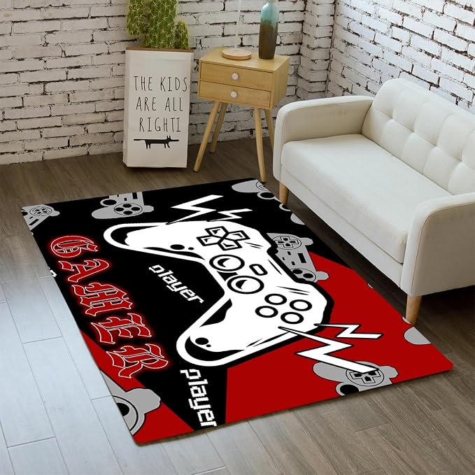 Gamer Area Rugs Controller Gamepad Carpets Game Rugs for Boys Gaming Designs Style Bedroom Home Decor Indoor Outdoor Crystal Floor Polyester Mats 2'x3'