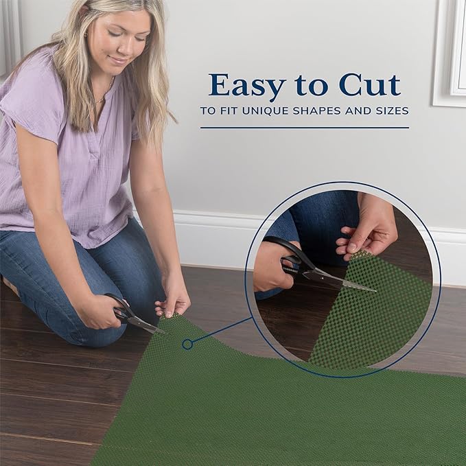 Veken 8x10 Ft Rug Pad Gripper for Hardwood Floors, Non Slip Dark Green Rug Pads for Area Rugs, Thick Rug Grippers for Tile Floors, Under Carpet Anti Skid Mat, Keep Your Rugs Safe and in Place