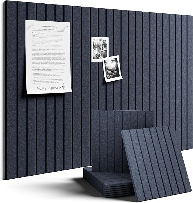 Fluxynara Large Felt Bulletin Board 36" x 24" Cork Board Alternative-6 Pack with 32 Safe Removable Adhesive Tabs, Cork Boards for Walls Cork Board for Home Office Classroom Pin Board-Navy Blue