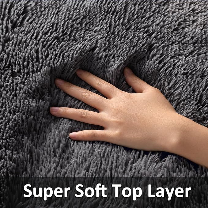 Ophanie Small 18" x 30" Rug Washable Non Slip Throw Bedside Area Rugs, Fluffy Soft Mini Bedroom Carpet, Door Entryway Indoor Inside Front Entrance Mat, Home Decor Aesthetic, Grey