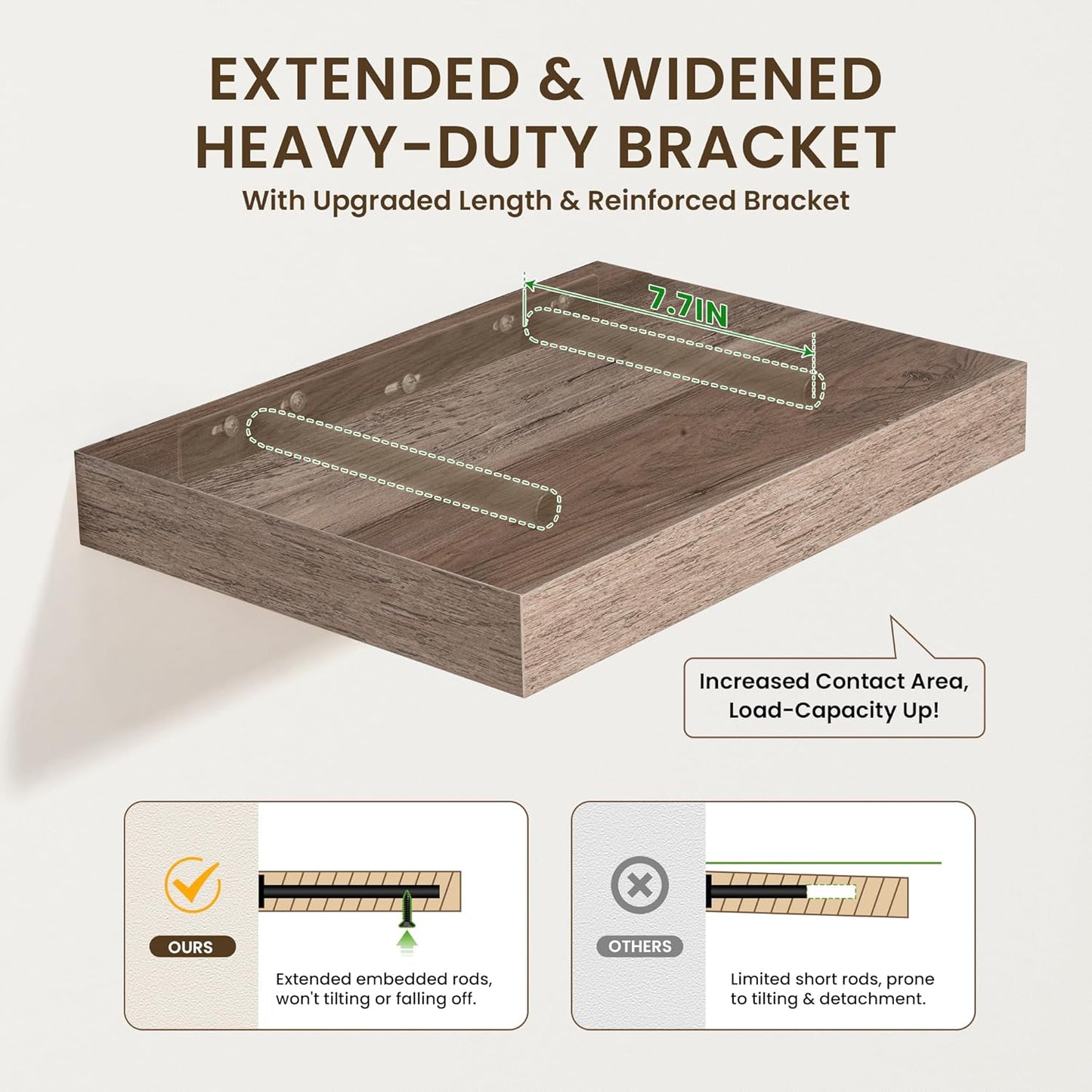 Deep Floating Shelves for Wall | 24 Inch Wide x 12 Inch Deep Floating Shelves | 24W x 12D Rustic Grey Wood Wide Wall Shelves | Bookshelf Laundry Shelf TV Shelf