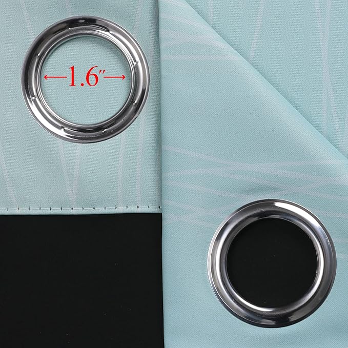 Estelar Textiler Beige and Aqua Ombre Blackout Curtains 54 Inch Length 2 Panels, Full Room Darkening Gradient Drapes, Thermal Insulated Grommet Short Curtains for Bedroom, 42Wx54L