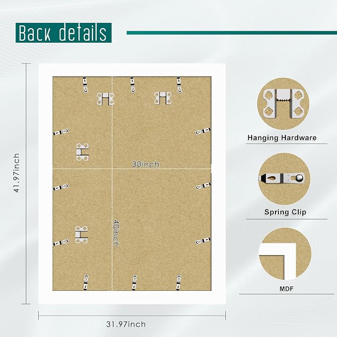 Picrit 30x40 Picture Frame 3 Pack, White Poster Frame, Display Poster 24 x 36 with Mat or 30 x 40 without Mat for Horizontal or Vertical Wall Mounting