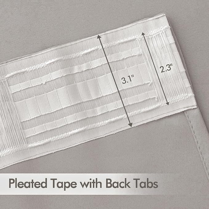 MIULEE Cobblestone Back Tab Blackout Curtain 96 Inch Long 2 Panels Set for Bedroom, Rod Pocket/Pinch Pleat Thermal Insulated Living Room Darkening Pleated Light Blocking Floor to Ceiling Drape