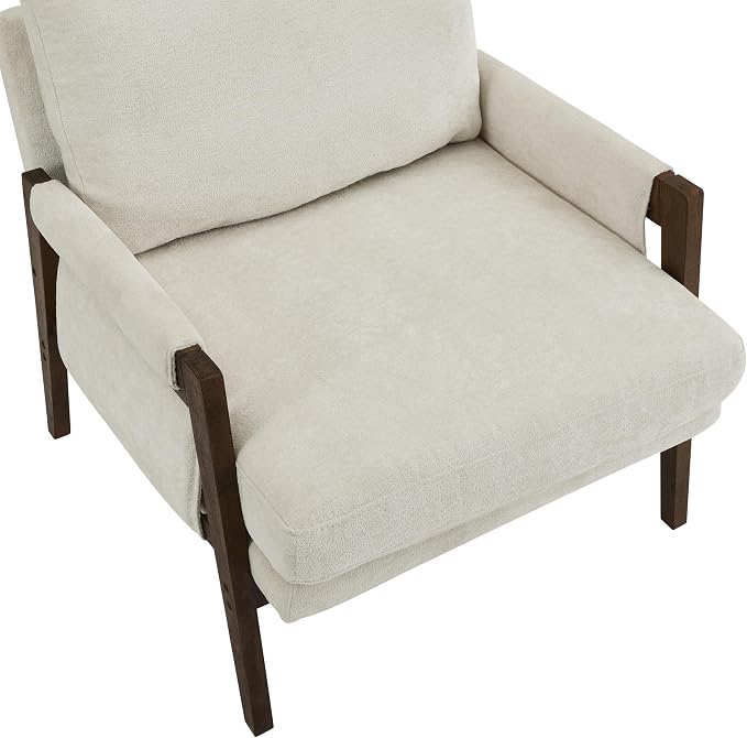 Roundhill Furniture Kelly Mid-Century Modern Accent Armchair, White