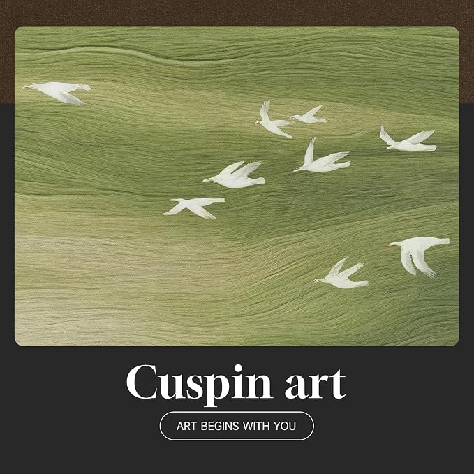 Vintage Framed Green Abstract Wall Art, Modern Minimalist Sage Green Canvas Prints Artwork for Walls, Rustic Square Birds Pictures for Living Room Bedroom Dining Room Bathroom Wall Decor, 24x24 In