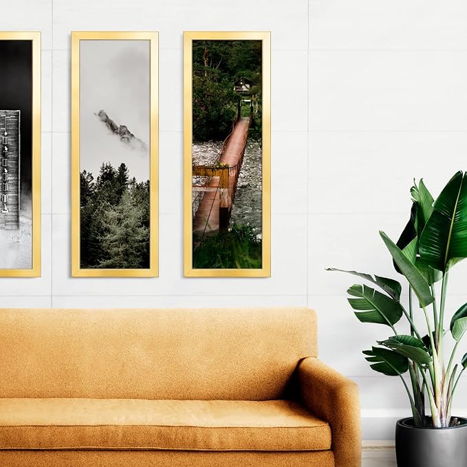 LaVie Home 8x24 Picture Frame Gold, Panoramic Picture Frame for Wall Decoration, Classic Gold Minimalist Style Suitable for Decorating Houses, Offices, Hotels（1 Pack）