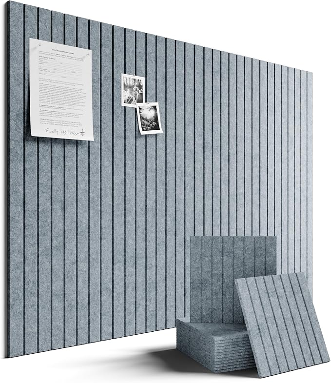 Fluxynara Large Felt Bulletin Board 48" x 36" Cork Board Alternative-12 Pack with 64 Safe Removable Adhesive Tabs, Cork Boards for Walls Pin Board for Home Office Classroom Felt Board-Blue Gray