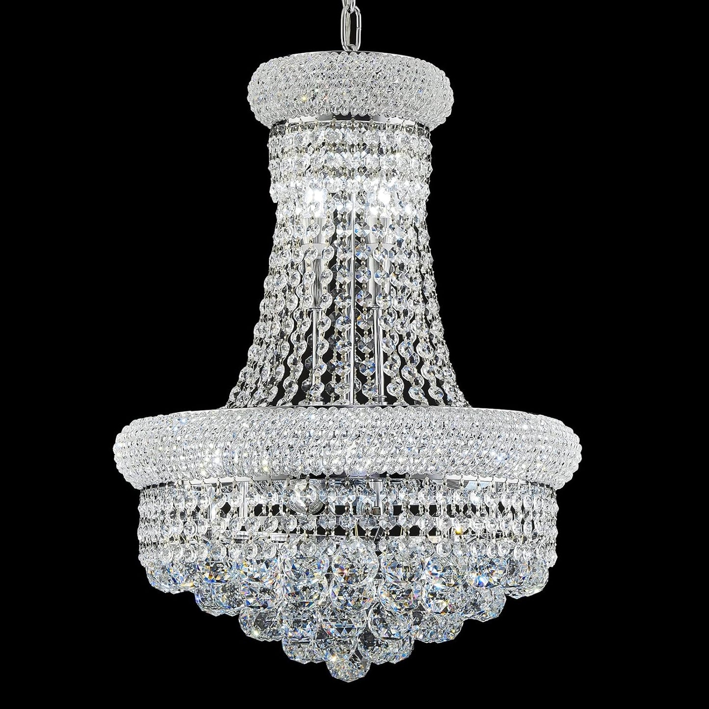 10 - Light Unique Empire Crystal Chandelier for Dining Room Foyer Entryway Living Room Bedroom Chrome Finish