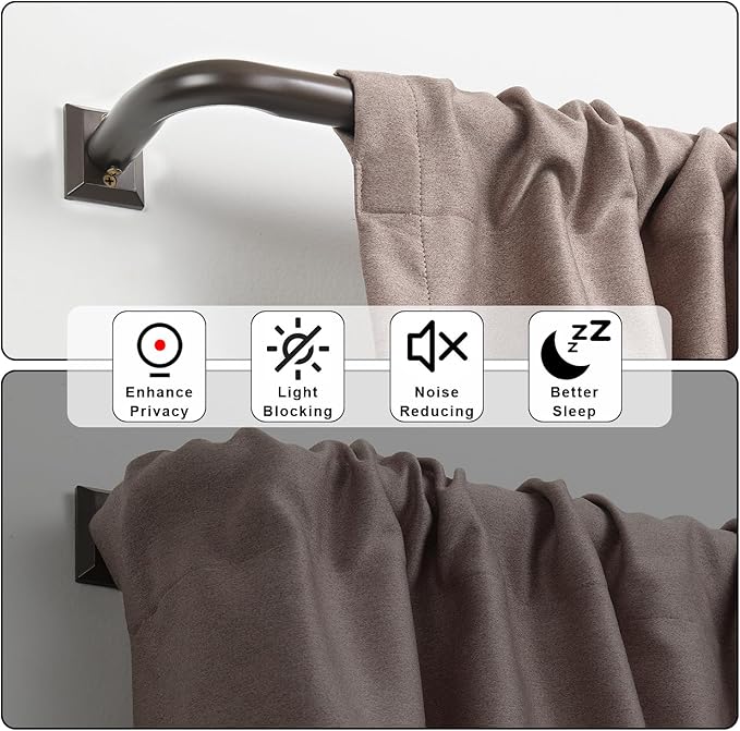 1 1/4 Diam Large Room Darkening Rods, 48-84Inch(4-7ft) Length Telescoping Wrap Around Curtain Rods For Bedroom Living Room Kitchen, Dark Bronze
