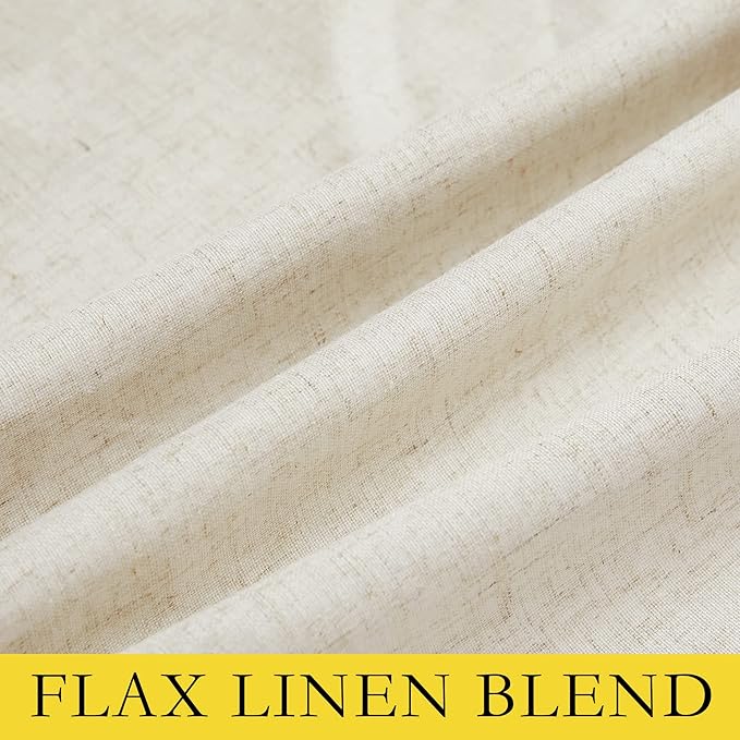 NICETOWN Full Blackout Natural Linen Cold Reducing Curtains 102" Length with Thermal Insulated Liners for Living Room, 2 Panels, 52 inches W, Farmhouse Style Keep Warm Large Window Draperies for Hall