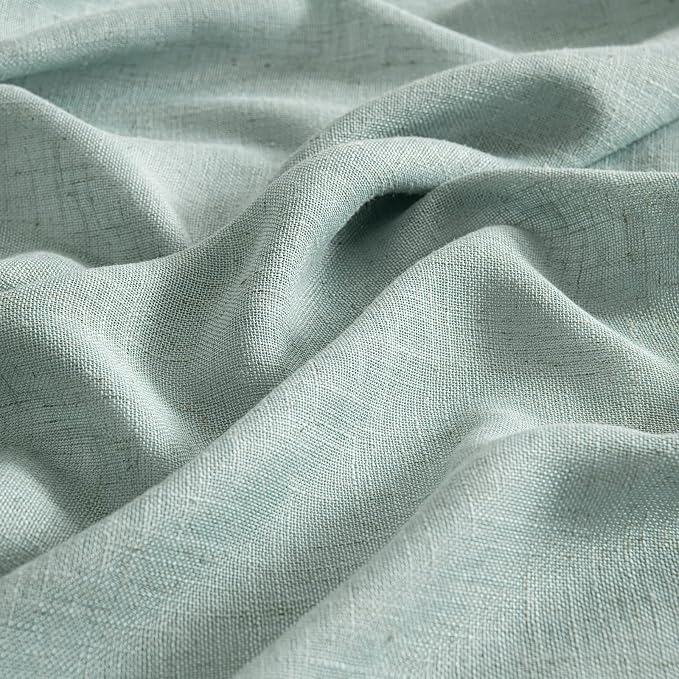 MIULEE Sea Green Linen Curtains 108 Inches Long for Bedroom Living Room, Soft Thick Linen Textured Window Drapes Semi Sheer Light Filtering Back Tab Rod Pocket Burlap Look Aqua Decor, 2 Panels