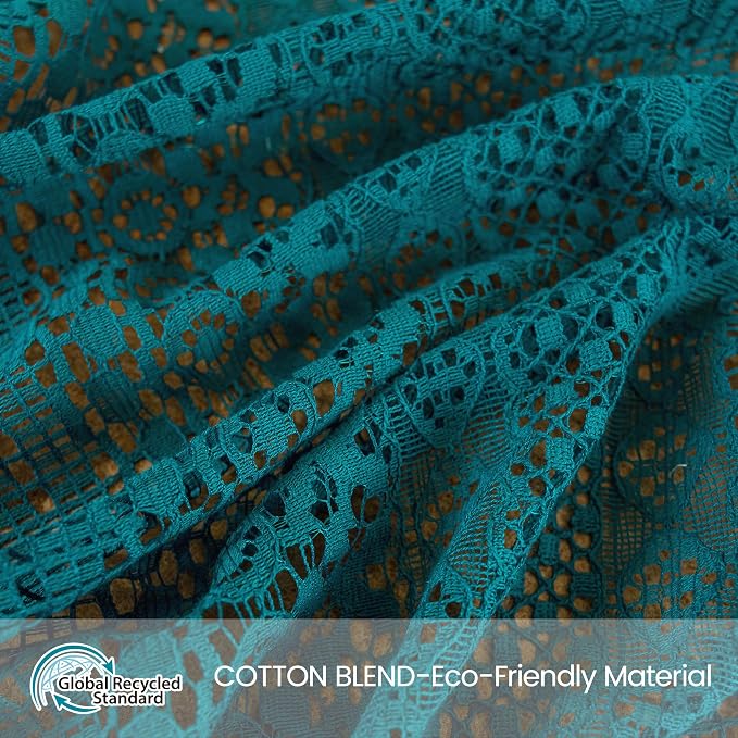WAZZIO Boho Lace Curtains 96 Inches 2 Panel,Light Filtering Privacy Tassel & Geometry Crochet Semi Sheer Curtain Drapes for Bedroom Living Dining Room,Rod Pocket & Tassel,Coastal Style,Teal