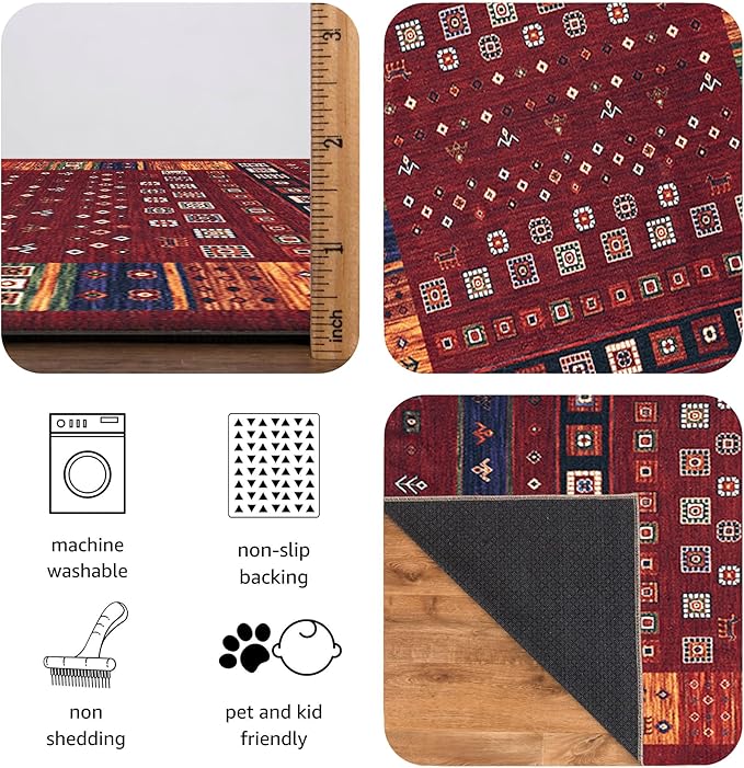 Keen Home Design 30"x120" Rug - Machine Washable Runner Rug with Non-Slip Backing, Ideal for Hallway, Entryway, Kitchen, Laundry Room - Vintage, Easy Clean, Durable, Low Pile - (2'6" x 10')