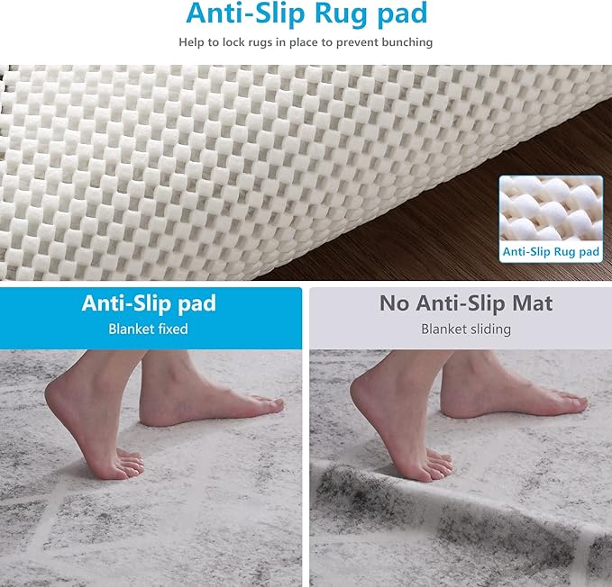 Non Slip Area Rug Pads Non Skid Rug Gripper 8x10 Feet Extra Thick Pad Anti-Slip Carpet Rug Mats for Hardwood Surface Floors, Keep Rugs Safe and in Place (8 x 10 Ft)