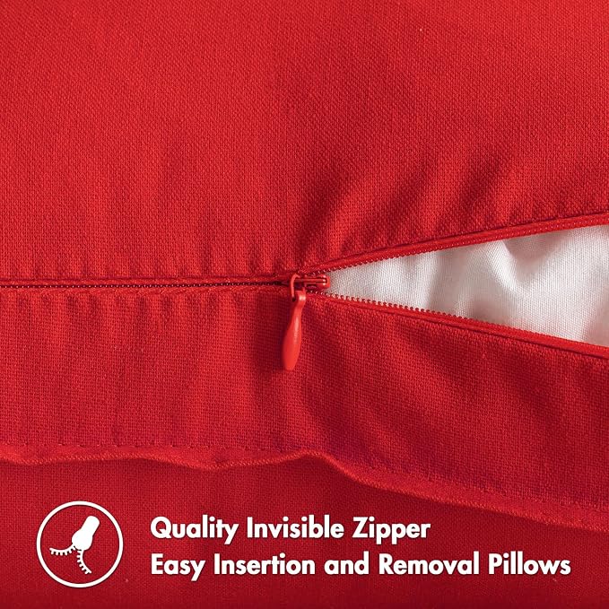 MIULEE Pack of 2 Decorative Linen Pillow Covers 18x18 Inch Christmas Red | Boho Farmhouse Modern Soft Spring Accent Throw Pillows Neutral Cushion Covers for Sofa Couch Bed Living Room Home Decor