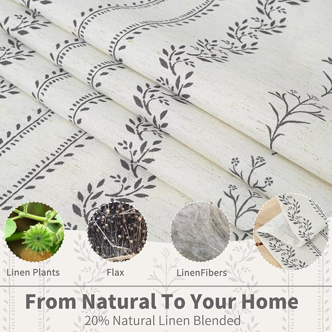 BGment Boho Curtains for Bedroom - Bohemain Grey Semi Sheer Curtains 72 Inch Length Light Filtering Grommet Window Drapes for Farmhouse Living Room, Each 52 Inch Wide, 2 Panels Set