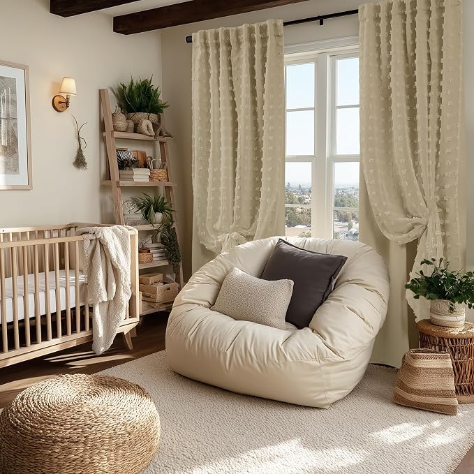 Taupe Blackout Curtains 96 Inch Long 2 Panel Set for Living Room, Neutral Boho Pattern Farmhouse Lightweight Curtain Drapes for Bedroom Nursery, Khaki Light Brown