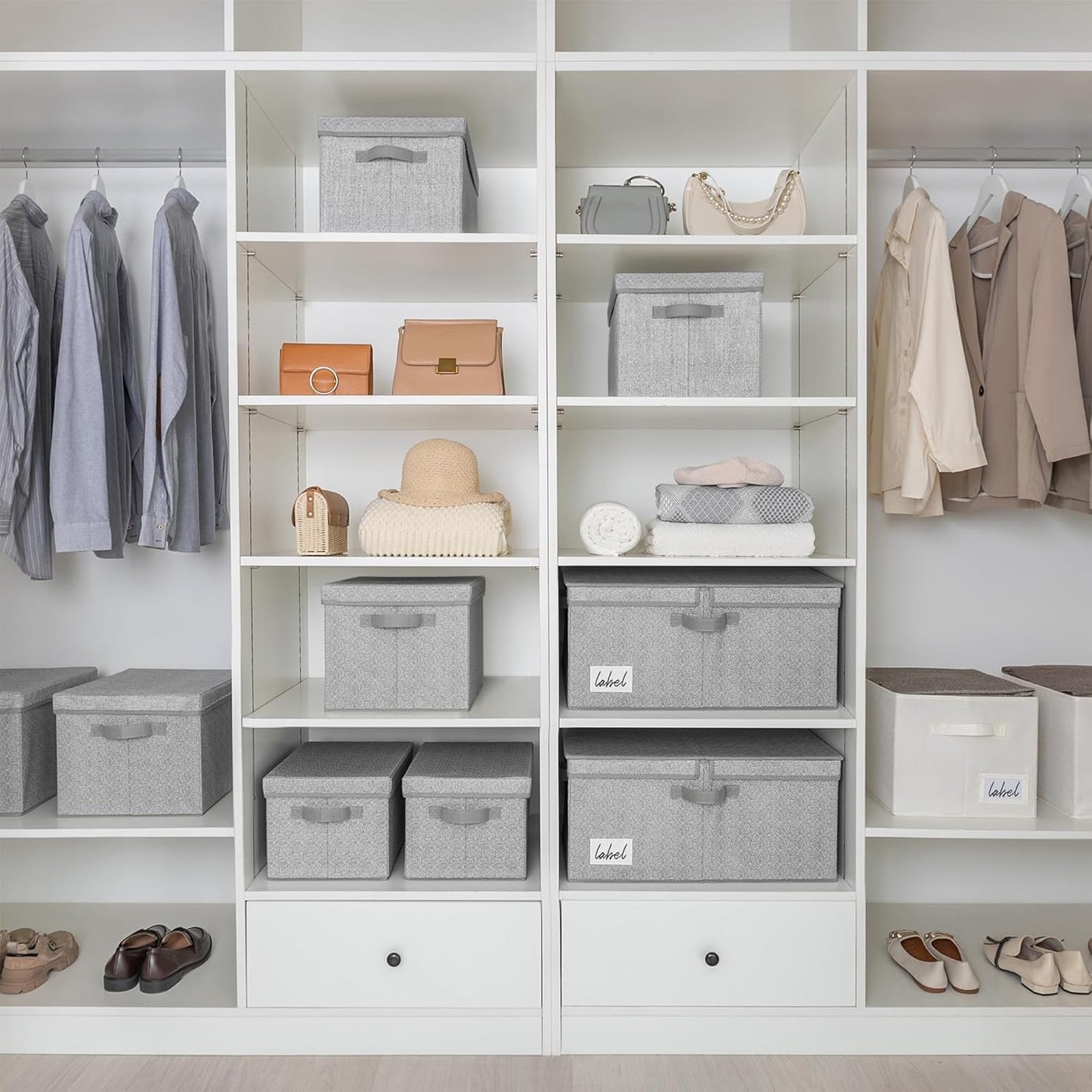 GRANNY SAYS Large Storage Bins with Lids, Decorative Storage Box for Shelves, Fabric Storage Bins Foldable, Storage Basket for Clothes, Keepsake Box, Jumbo, Gray, 2-Pack