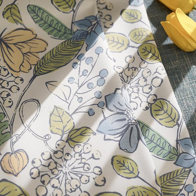 Vangao Blue Nursery Curtains for Girls Room Floral Blackout Curtains 63 Inch Length Farmhouse Drapes for Bedroom Room Darkening Flower Patterned Window Treatment for Kids Set of 2