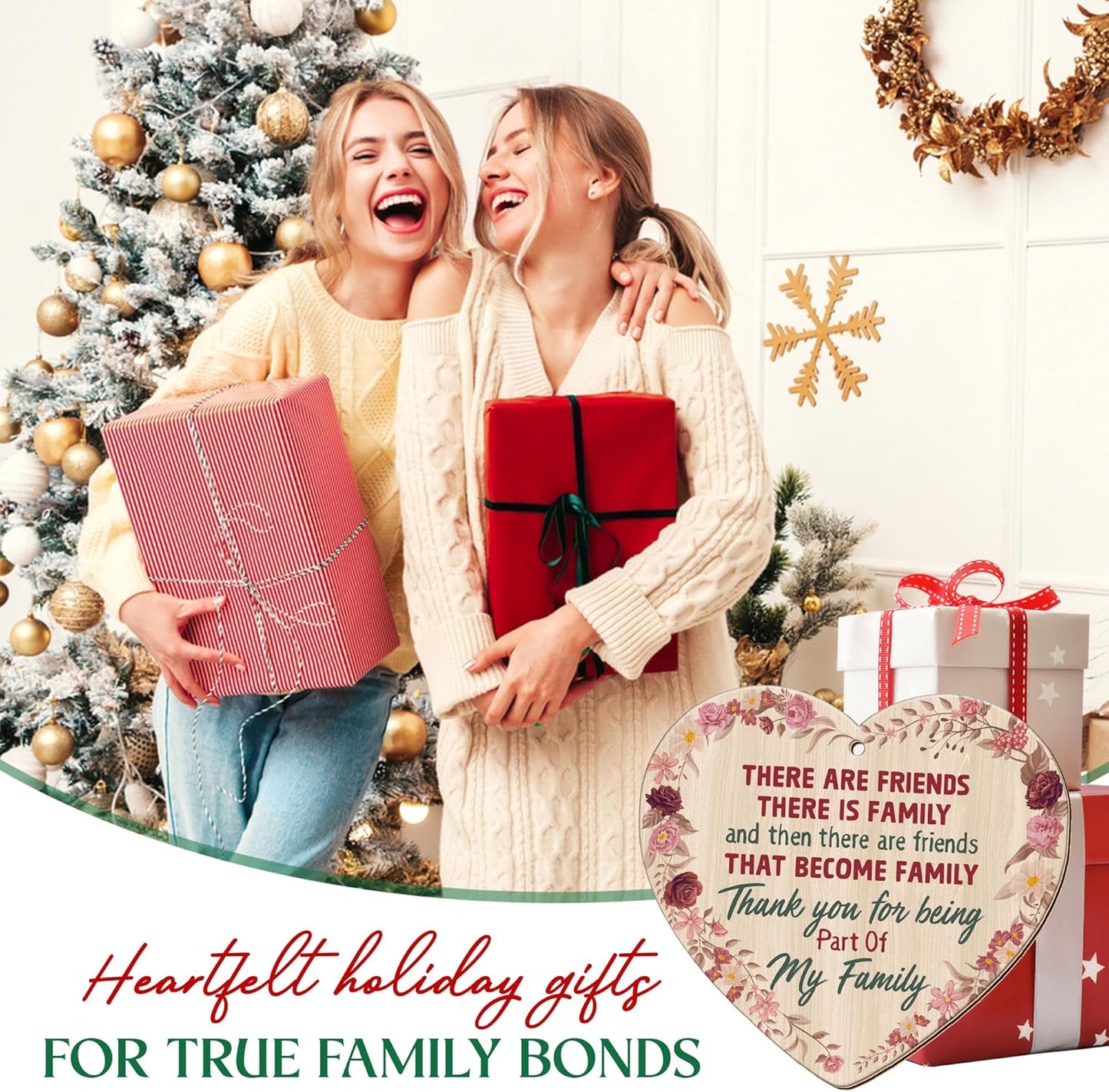 OASSIE Friend Gifts for Women - Wooden Christmas Ornaments 2025 for Tree Decorations - Inspirational Friendship Gifts for Women Friends, Thank You Friend Gift Ideas for Christmas Decorations