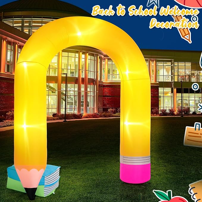 Shappy 9ft Pencil Back to School Inflatables Arch Kindergarten Preschool Graduation Decoration Blow up Pencil Outdoor Decor with LED Lights for 2026 Party Lawn Yard Garden Backdrop Photo Props Decor
