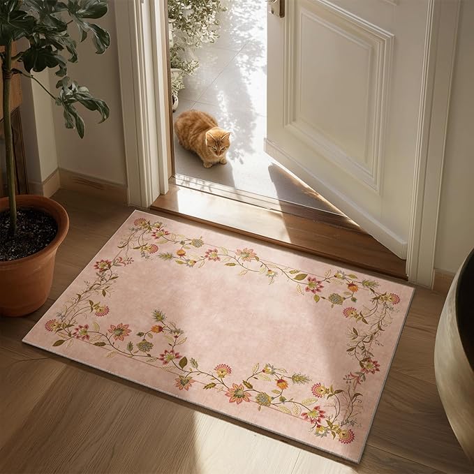 2x3 Washable Small Rugs for Entryway: Door Mat Indoor Entrance Stain Resistant Non Slip Rubber Backed Low Pile Soft Throw Area Rugs for Bedroom Kitchen Front Door Indoor Entrance Foyer Entry
