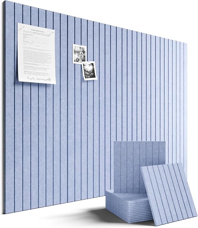 Fluxynara Large Felt Bulletin Board 48" x 36" Cork Board Alternative-12 Pack with 64 Safe Removable Adhesive Tabs, Cork Boards for Walls for Home Office Classroom Pin Board -Soft Periwinkle