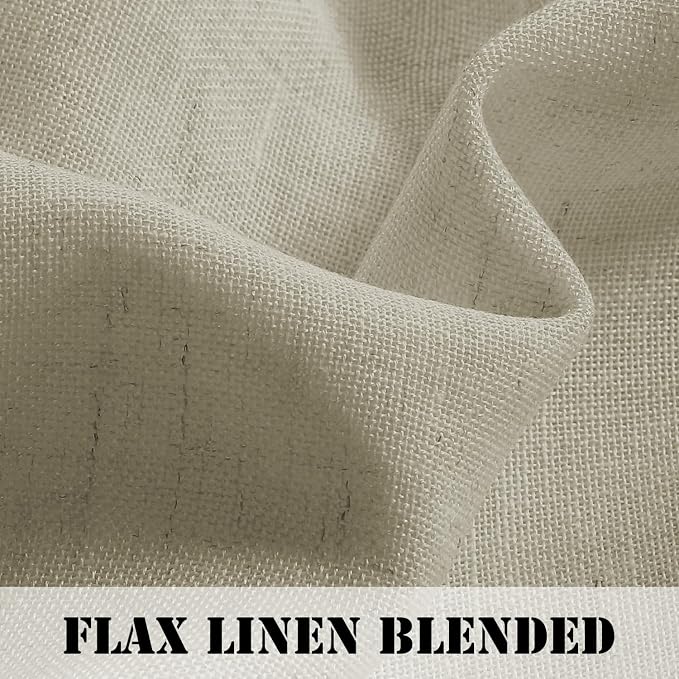 H.VERSAILTEX Linen Curtains Elegant Natural Linen Semi Sheer Curtains Energy Light Filtering Rod Pocket Window Treatments Panels for Living Room (Set of 2, Castle Wall, 52 inch W X 54 inch L)