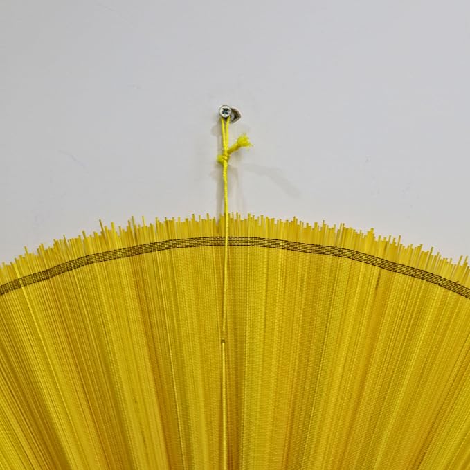SUCHUBU Asian Bamboo Wall Fan, 40" Handwoven Decorative Fan, Large Japanese Wall Hanging, Farmhouse Bedroom Decor, Natural Woven Fiber Art, Easy to Mount Wall Pediment (Yellow, Medium)