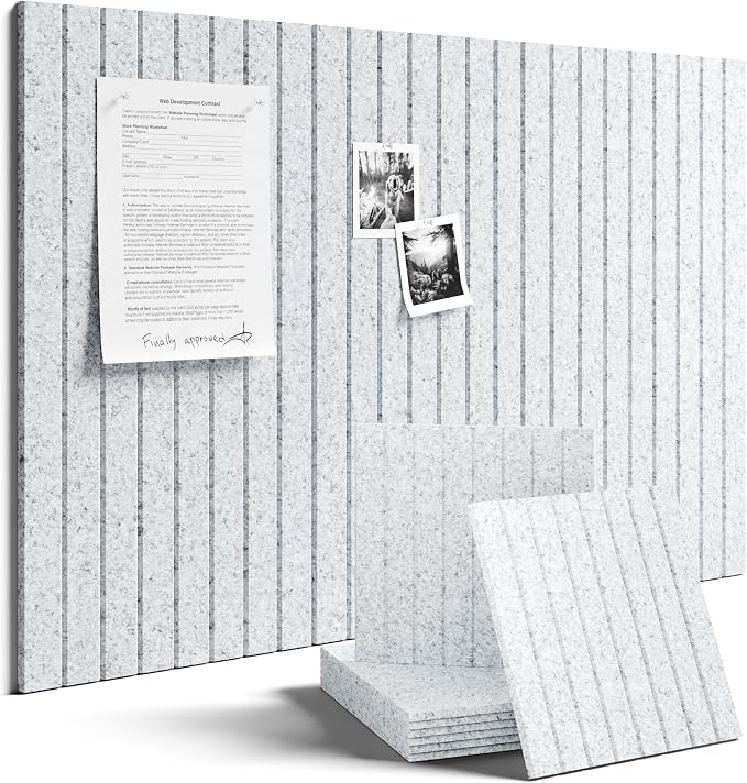 Fluxynara Large Felt Bulletin Board 48" x 36" Cork Board Alternative - 6 Pack with 32 Safe Removable Adhesive Tabs, Cork Boards for Walls for Home Office Classroom Pin Board-Light Gray