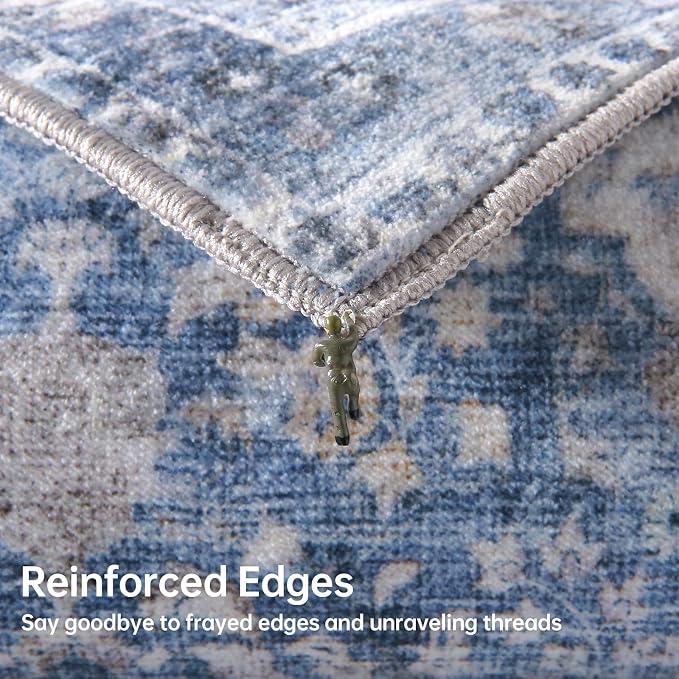 Sasttie 6x9 Area Rugs, Ultra-Soft Washable Rug, Low Pile Foldable Thin Carpets with Non-Slip Backing, Skin-Friendly Stain Resistant Carpet for Living Room, Bedroom, Kitchen, Dorm, 6x9, Blue