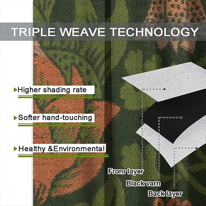 Vintage Bohemia William Morri Plant Flowers Blackout Window Curtains, Abstract Art Retro Plants Pattern Print Window Drapes, for Bedroom Living Room 72x63in