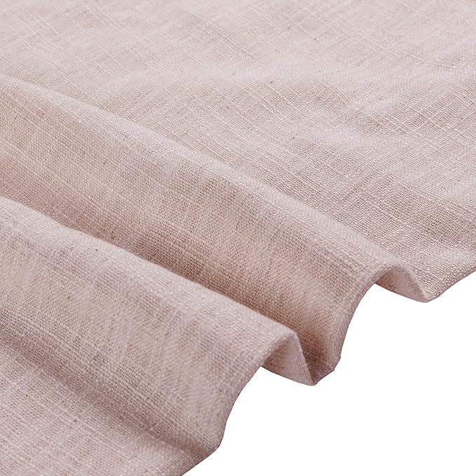 TWOPAGES 26" W x 30" L Linen Blend Cafe Curtains for Kitchen Window, Light Filtering Pinch Pleated Tier Curtains, Modern Farmhouse Half Window Curtains for Small Window, Pink Lemonade, 2 Panels