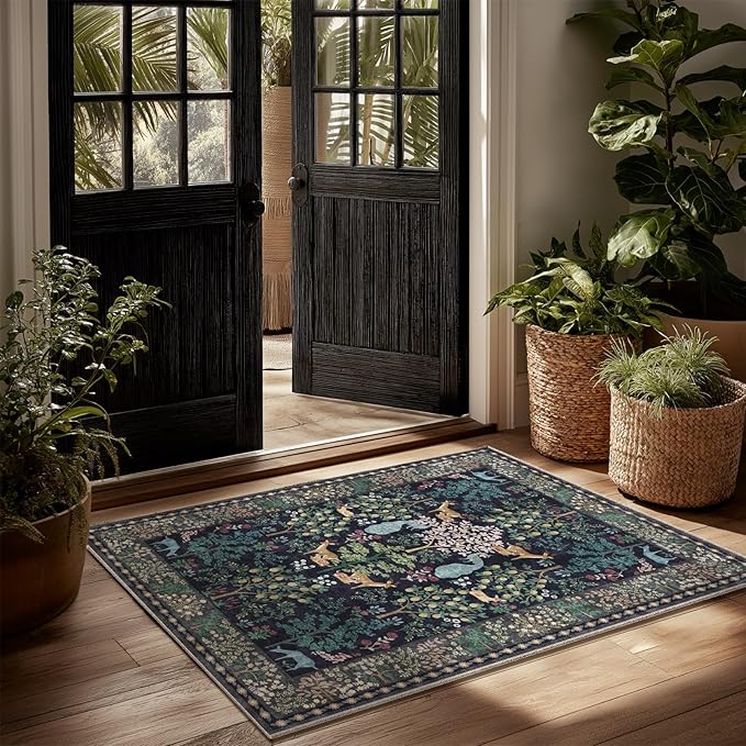 2x3 Washable Throw Rugs for Entryway: Door Mat Indoor Entrance Small Area Rug Non-Slip Low Pile Soft Kitchen Rug for Front Door Indoor Entrance Entry Kids Room Bedside