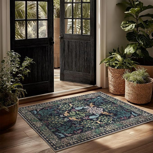 2x3 Washable Throw Rugs for Entryway: Door Mat Indoor Entrance Small Area Rug Non-Slip Low Pile Soft Kitchen Rug for Front Door Indoor Entrance Entry Kids Room Bedside
